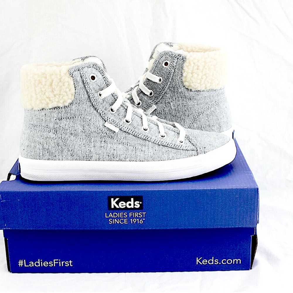 S1) Keds Kickstart Hi Trx Brushed Denim Shearling Womens  Sneakers/Sz:10/LIKENEW